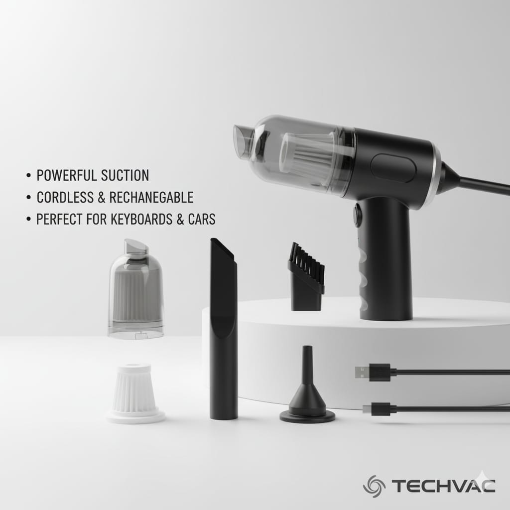 Portable Mini Vacuum Cleaner – Rechargeable & Powerful Suction for Home, Car & Office